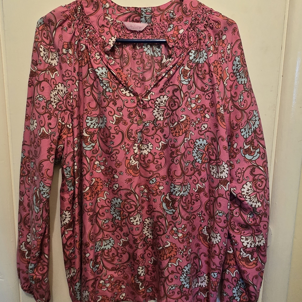 Lilly Pulitzer Pink Floral Blouse XL